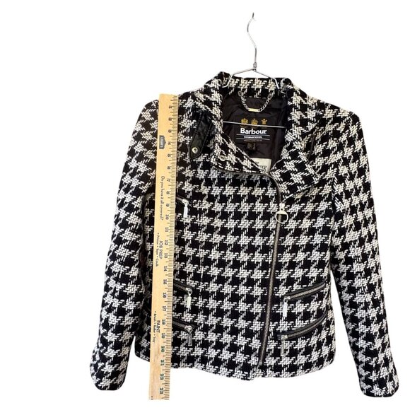 Barbour International Black Streak Houndstooth Jacket Womens Size 6 Wool Blend - Picture 12 of 14